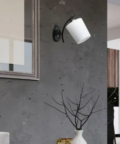 Czarny kinkiet z białym kloszem, do sypialni 21-22684 ESNYR | Kaja*Sklep Kaja Cheap