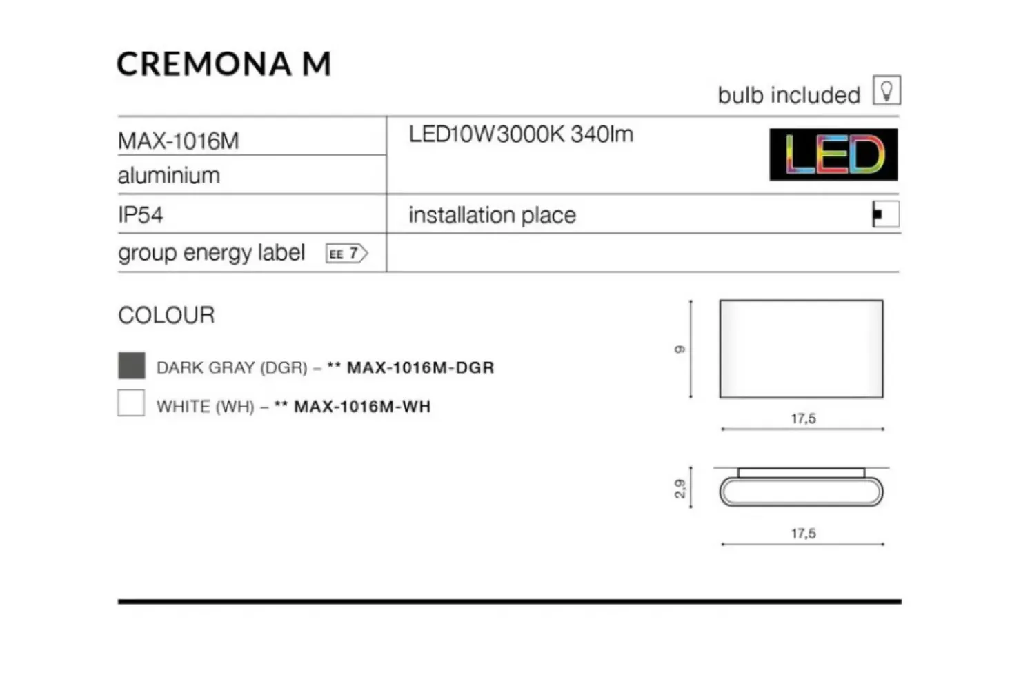 kinkiet zewnętrzny LED na taras AZ4340 CREMONA | Kaja*Sklep Kaja Store