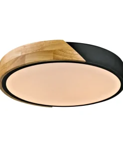 Czarny plafon sufitowy, z drewnem PLF-13186-BK-WO z serii NASTRO*Sklep Kaja Online