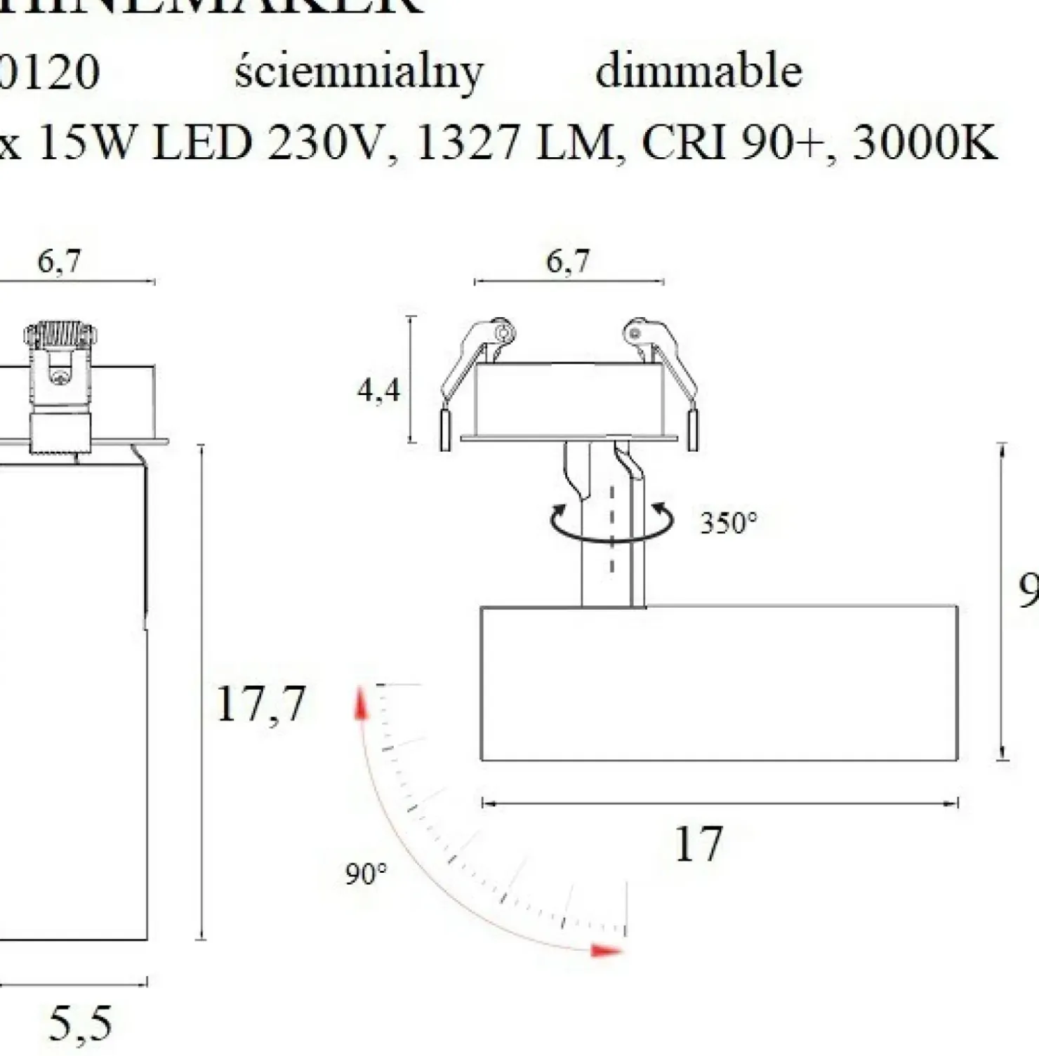 Czarny, spot LED mocowany podtynkowo MX H0120 SHINEMAKER | Kaja*Sklep Kaja Sale