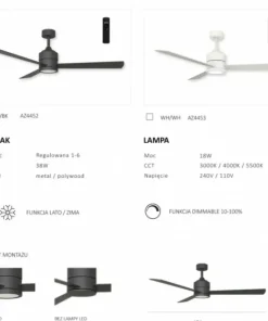 wentylator sufitowy z lampą LED AZ4452 VINCA | Kaja Oświetlenie*Sklep Kaja Outlet