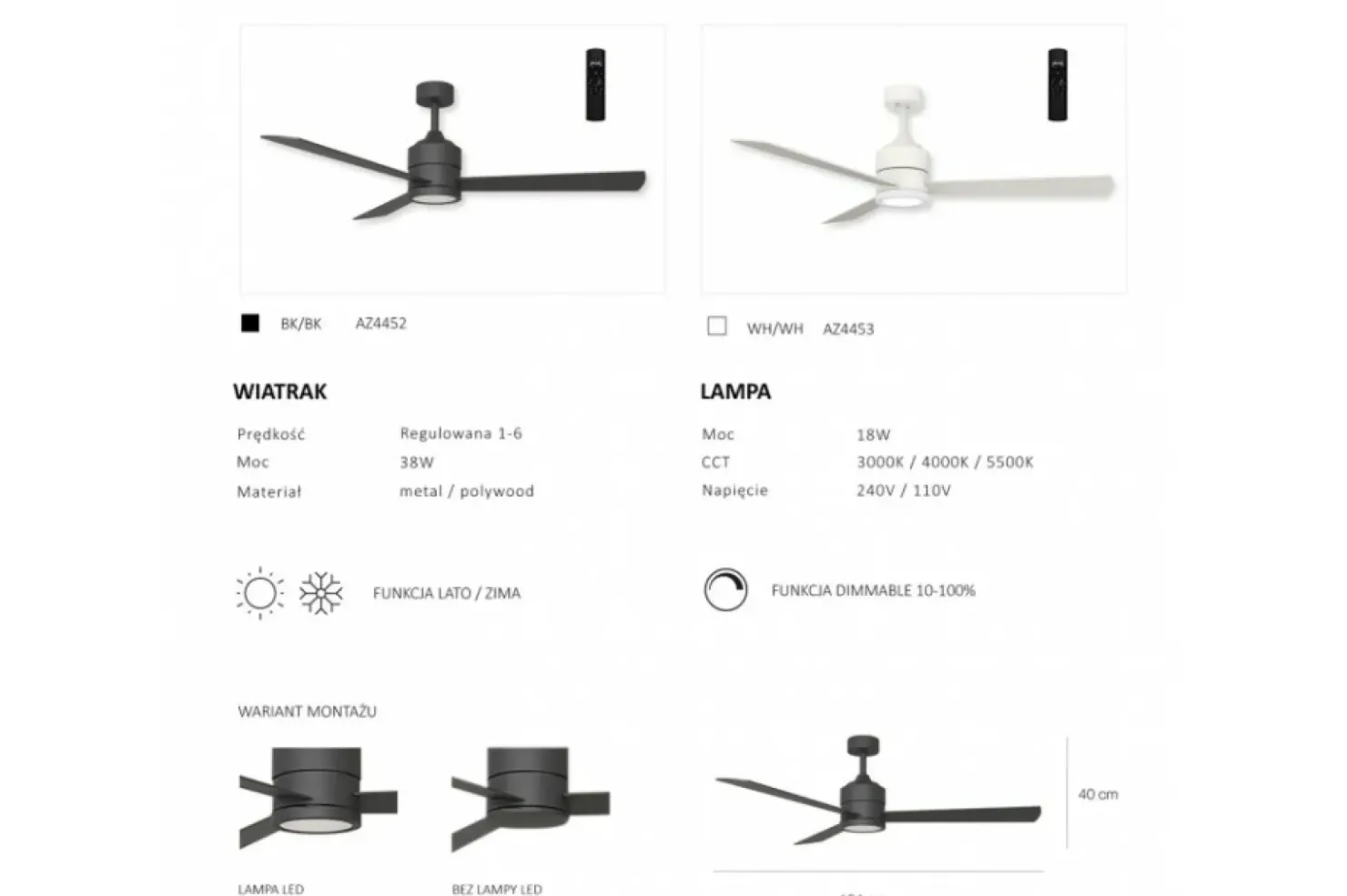 wentylator sufitowy z lampą LED AZ4452 VINCA | Kaja Oświetlenie*Sklep Kaja Outlet