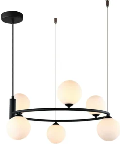 Best Sale Sklep Kaja Czarny żyrandol z mlecznymi kloszami MDM-3974/6 BK AMILY | Kaja