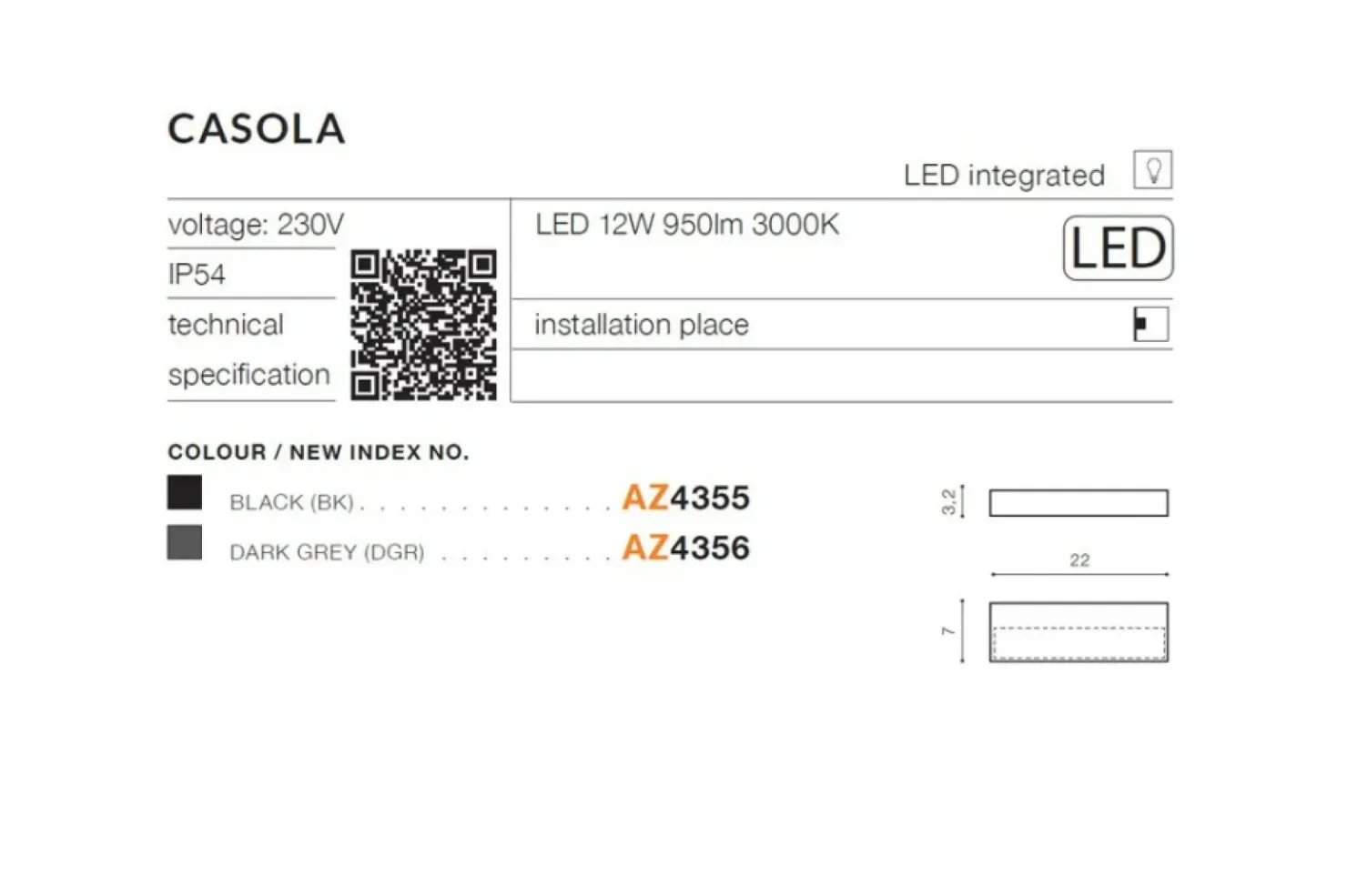 zewnętrzny kinkiet elewacyjny LED AZ4355 CASOLA | Kaja*Sklep Kaja Store