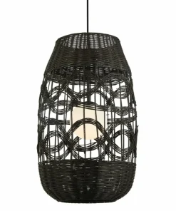 Discount Sklep Kaja Czarny zwis z plecionym, rattanowym abażurem ML0355 ARONA | Kaja