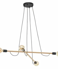 Clearance Sklep Kaja Czterokierunkowa, drewniana lampa wisząca TK 4952 z serii HELIX WOOD