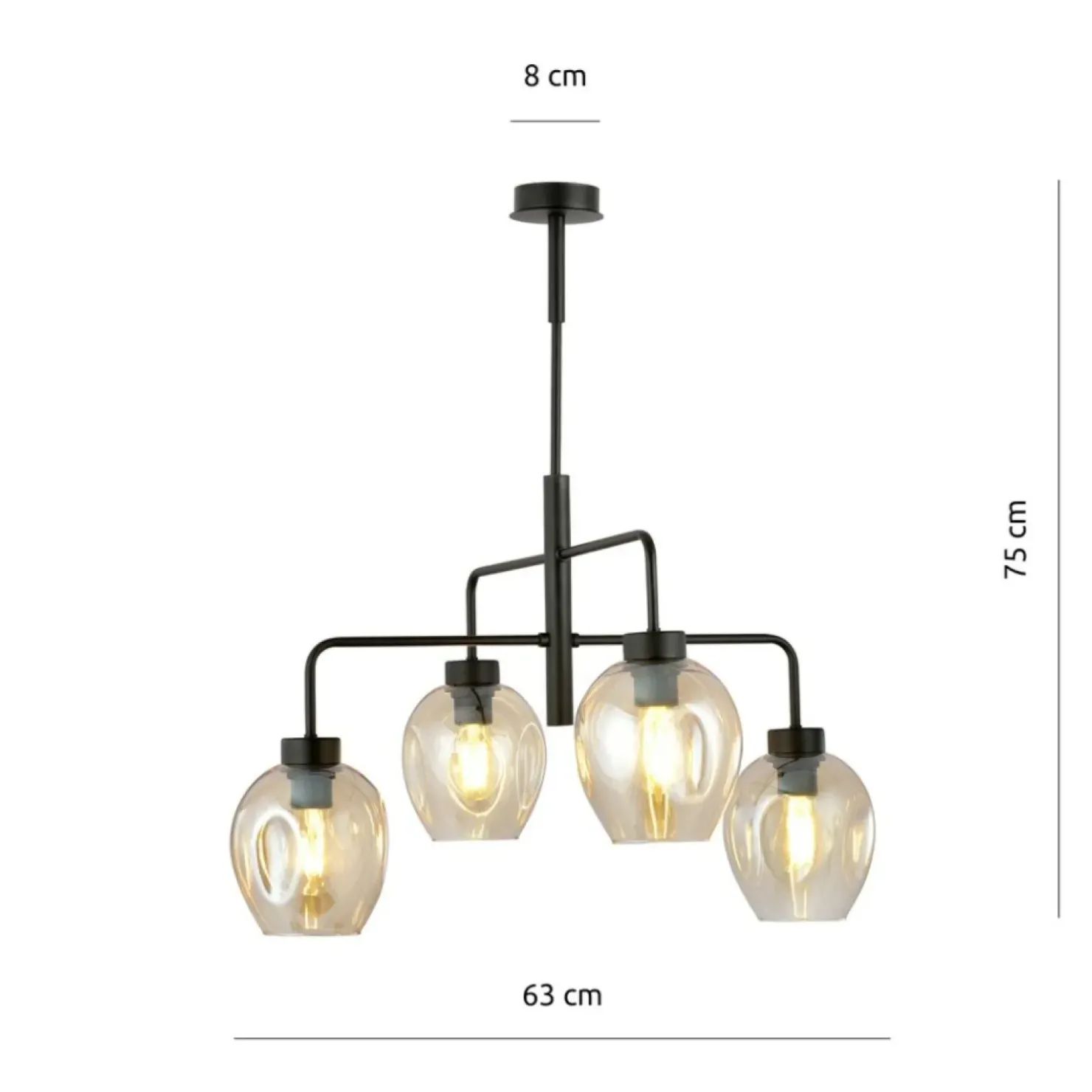 Clearance Sklep Kaja Czteropunktowa, czarna lampa sufitowa 1165/4 LUKKA | Kaja Oświetlenie