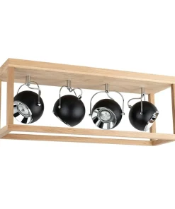 Clearance Sklep Kaja Dębowa lampa sufitowa z czarnymi reflektorami 5224474L ROY | Kaja