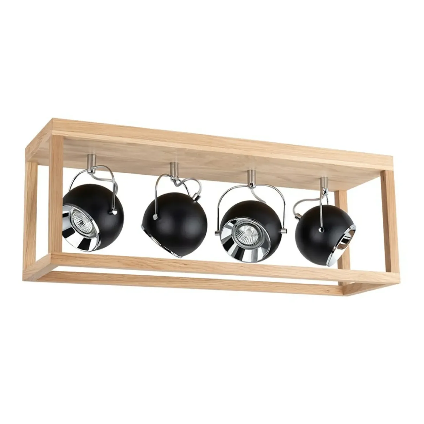 Clearance Sklep Kaja Dębowa lampa sufitowa z czarnymi reflektorami 5224474L ROY | Kaja