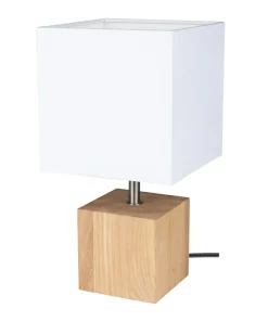 Dębowa lampka stołowa z abażurem 7191174 TRONGO SQUARE | Kaja*Sklep Kaja New