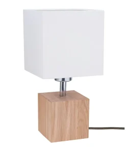 Dębowa lampka stołowa z abażurem 7191174 TRONGO SQUARE | Kaja*Sklep Kaja New