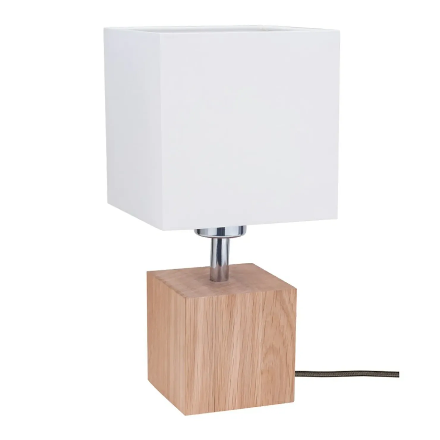 Dębowa lampka stołowa z abażurem 7191174 TRONGO SQUARE | Kaja*Sklep Kaja New