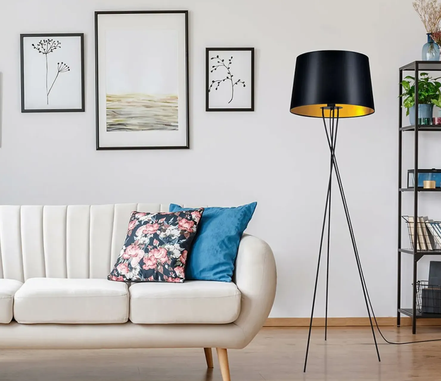 Dekoracyjna, czarno-złota lampa podłogowa K-4358 | Kaja Oświetlenie*Sklep Kaja Flash Sale