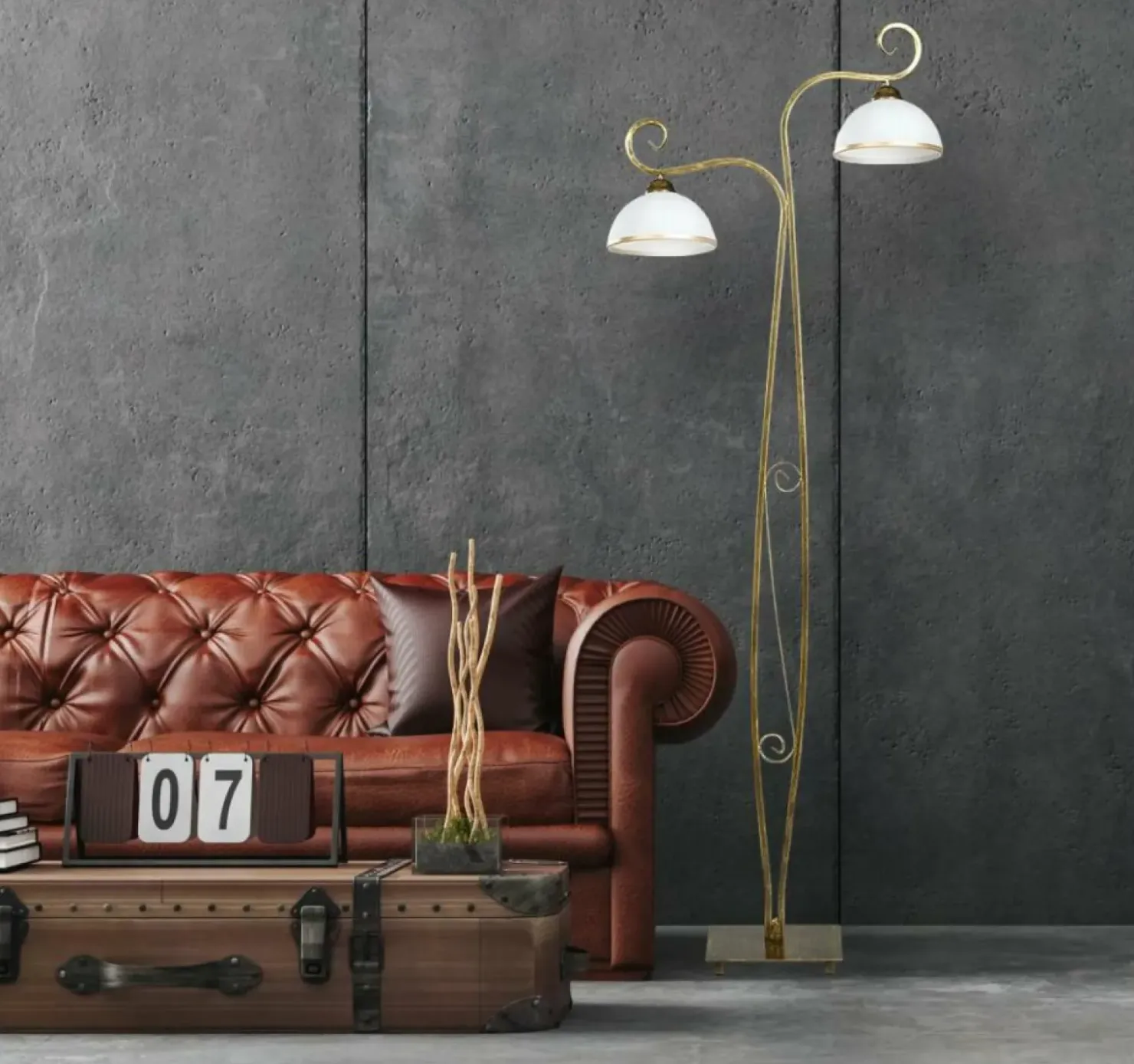 Dekoracyjna lampa podłogowa w stylu retro 149/LP2 WIVARA | Kaja*Sklep Kaja Cheap