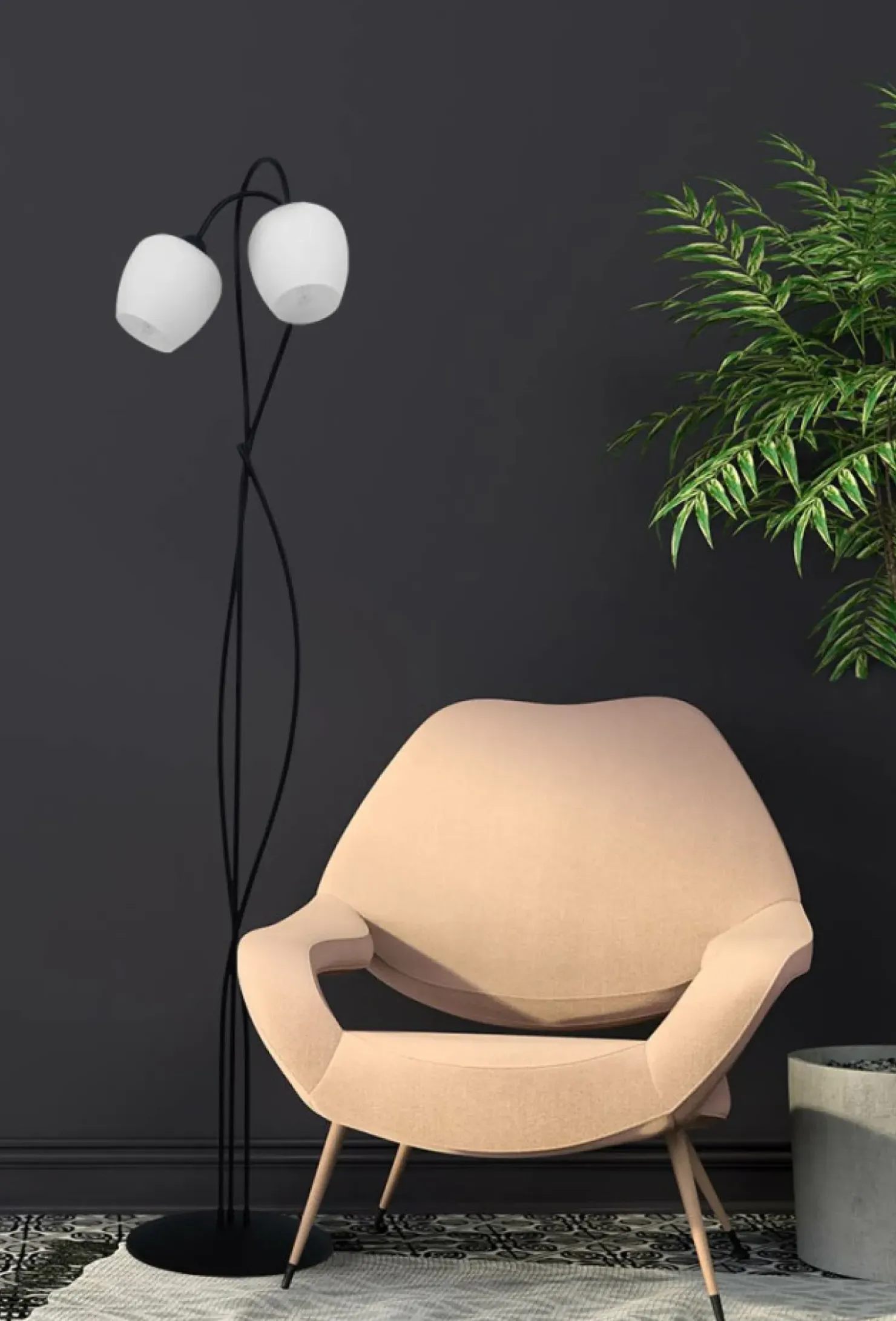 Dekoracyjna lampa podłogowa z białymi kloszami K-5188 z serii BELLA*Sklep Kaja Best Sale