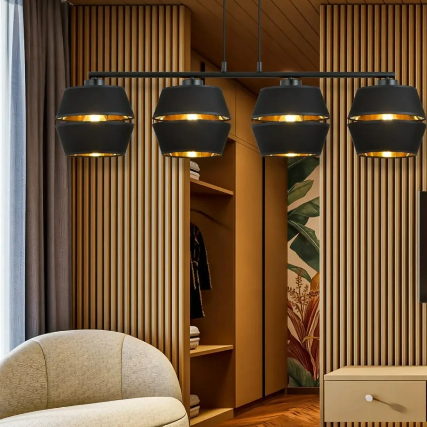Dekoracyjna lampa wisząca ze złotym akcentem 1183/4 z serii PIANO*Sklep Kaja New