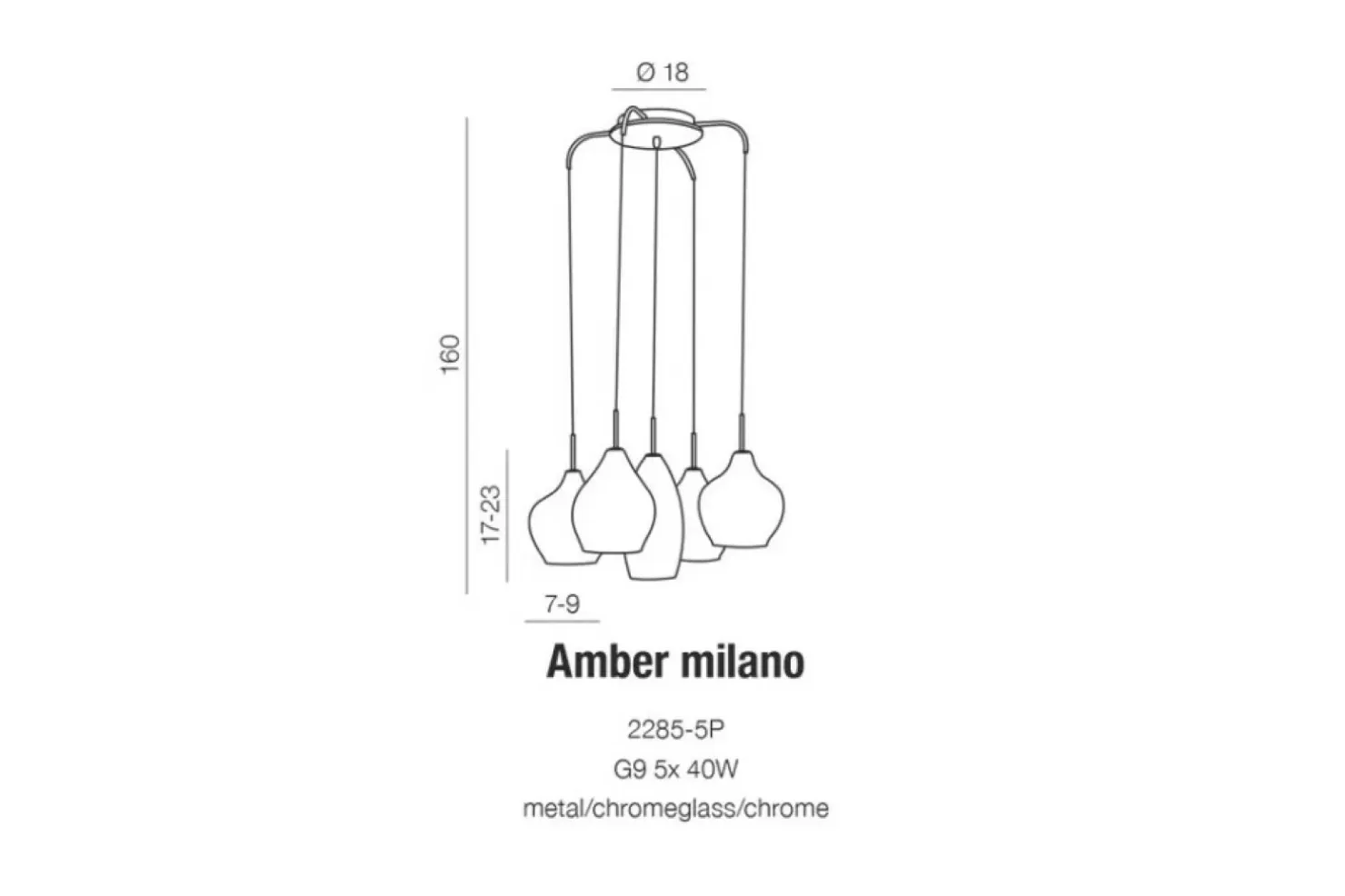 Shop Sklep Kaja Dekoracyjna lampa wisząca do salonu G9 AZ3076 AMBER | Kaja Oświetlenie chrom