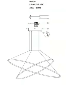 Outlet Sklep Kaja Dekoracyjna lampa wisząca do salonu LP-940/2P BK CCT HALIFAX | Kaja