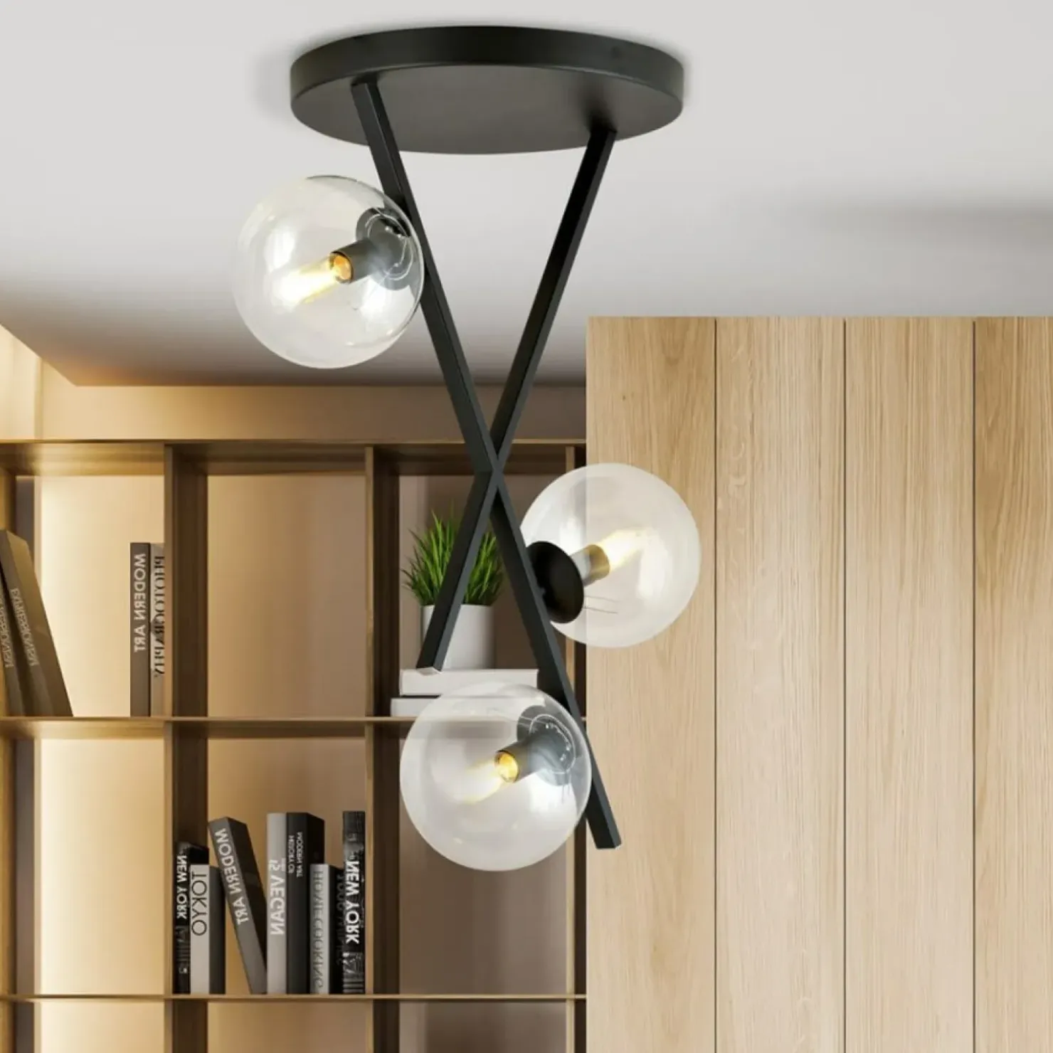 Best Sale Sklep Kaja Dekoracyjna lampa z przezroczystymi kloszami 1195/3 z serii RIVER czarny