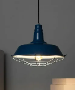 New Sklep Kaja Dekoracyjna, niebieska lampa wisząca ABR-RRP-N-E27 RETRO | Kaja niebieski