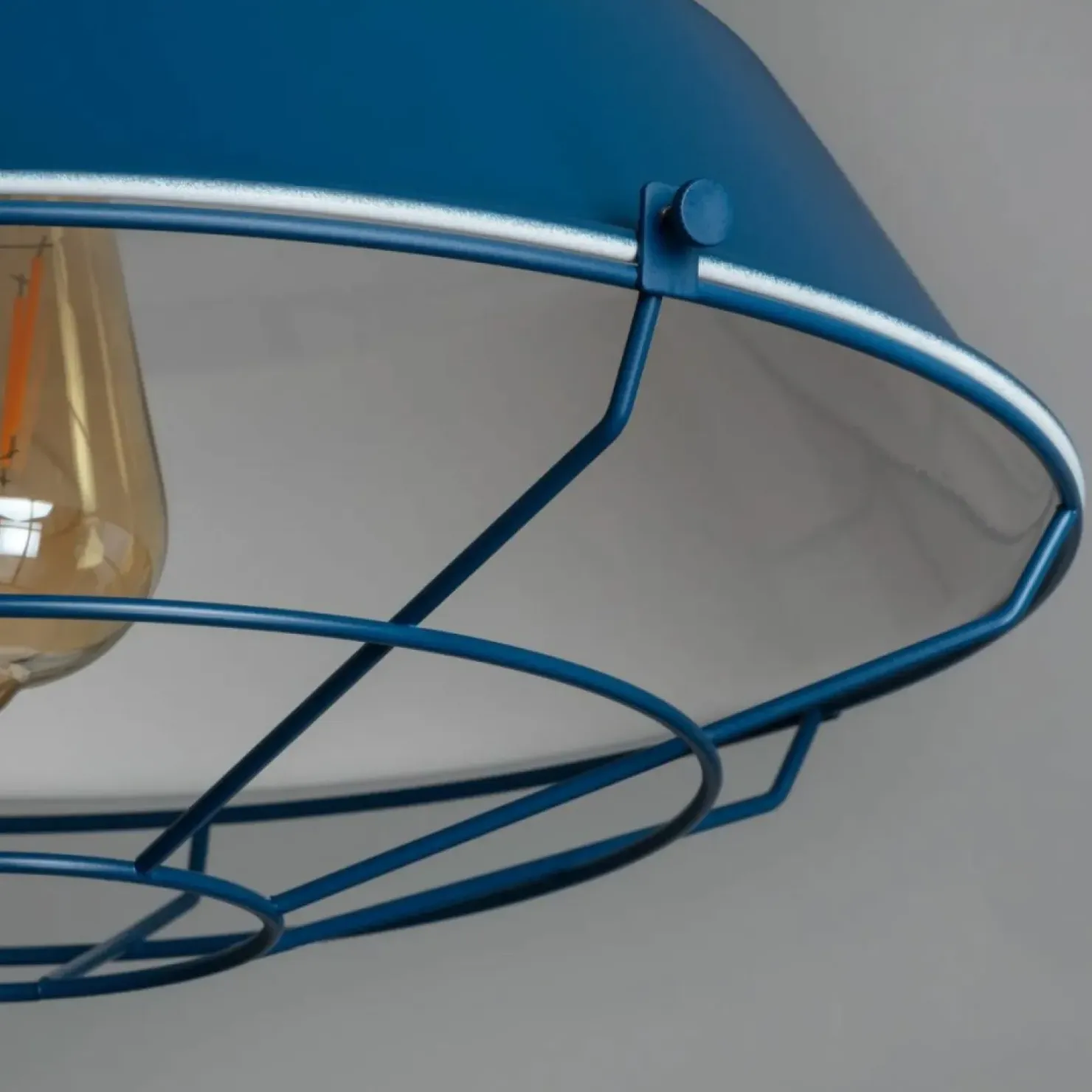 New Sklep Kaja Dekoracyjna, niebieska lampa wisząca ABR-RRP-N-E27 RETRO | Kaja niebieski