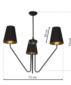 Flash Sale Sklep Kaja Dekoracyjna, potrójna, czarna lampa sufitowa MLP4912 z serii VICTORIA | Kaja Ośw