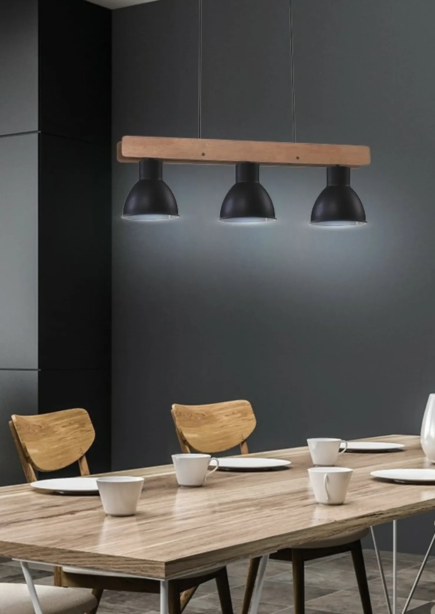 Best Sale Sklep Kaja Dekoracyjna, potrójna lampa wisząca z drewnem 33-73471 z serii VARIO czarny