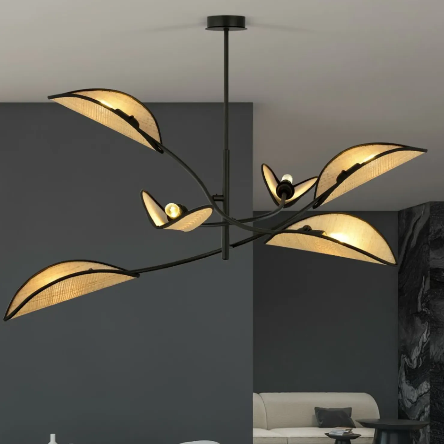 Best Sale Sklep Kaja Dekoracyjna, rozłożysta lampa w stylu rustykalnym 1108/6 LOTUS | Kaja