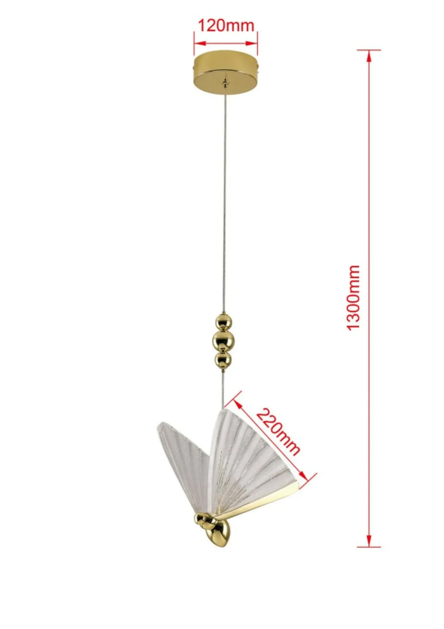 Fashion Sklep Kaja Dekoracyjna, złota lampa wisząca art deco LP-1715/1P MARIPOSA | Kaja