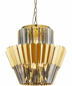 Fashion Sklep Kaja Dekoracyjna, złota lampa wisząca do salonu ML0413 DONNA | Kaja