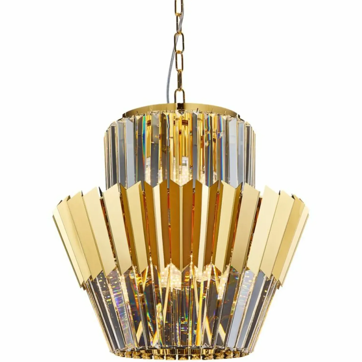 Fashion Sklep Kaja Dekoracyjna, złota lampa wisząca do salonu ML0413 DONNA | Kaja