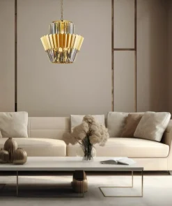 Fashion Sklep Kaja Dekoracyjna, złota lampa wisząca do salonu ML0413 DONNA | Kaja