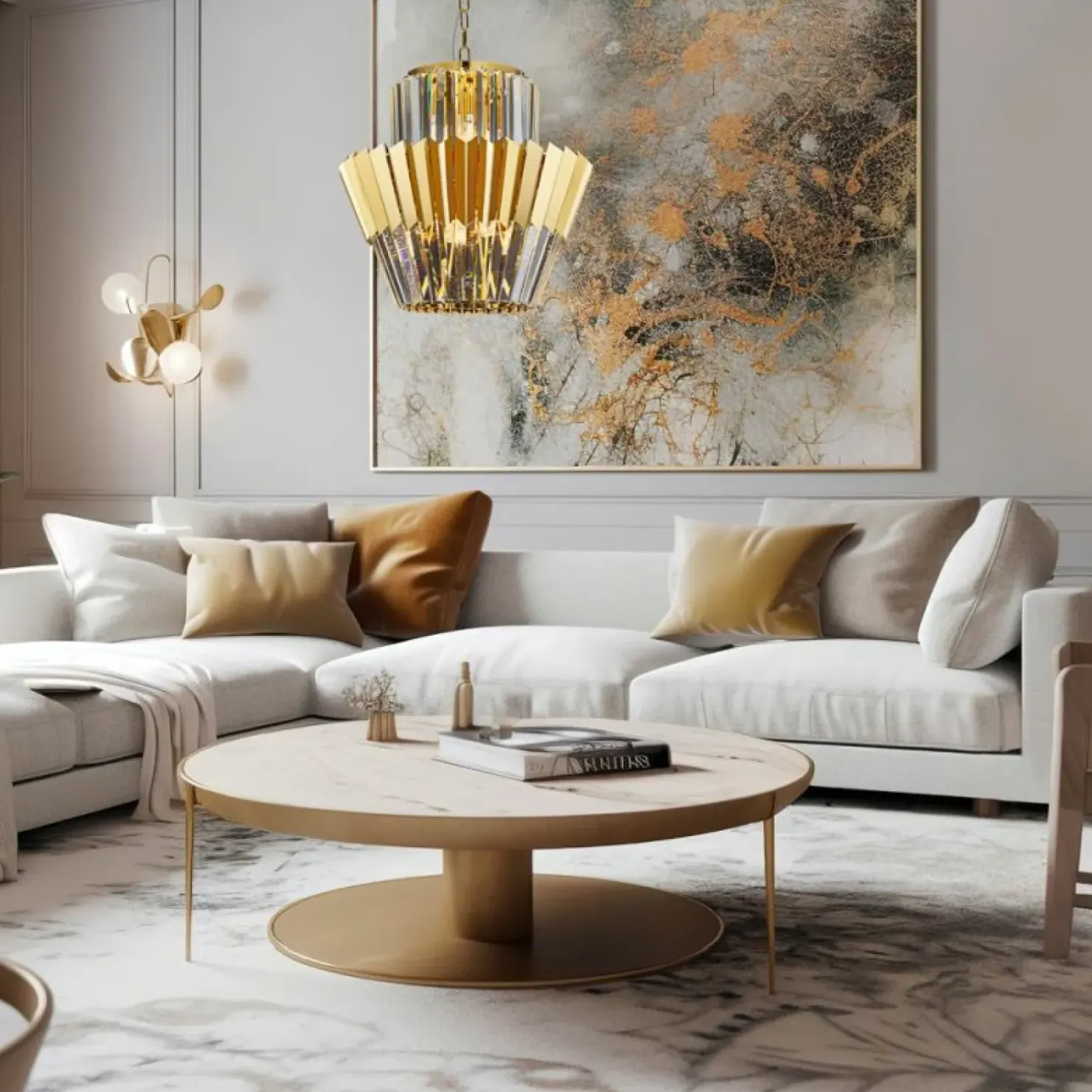 Fashion Sklep Kaja Dekoracyjna, złota lampa wisząca do salonu ML0413 DONNA | Kaja