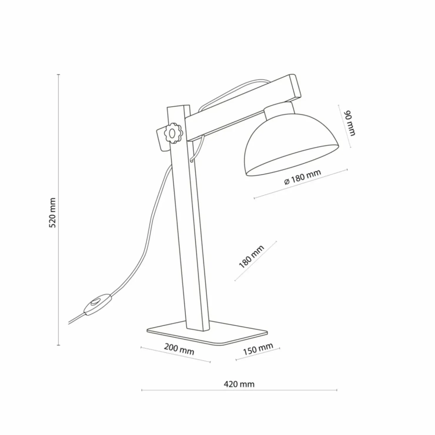 Designerska, biała lampka biurkowa z drewnem TK 5347 z serii OSLO*Sklep Kaja Store