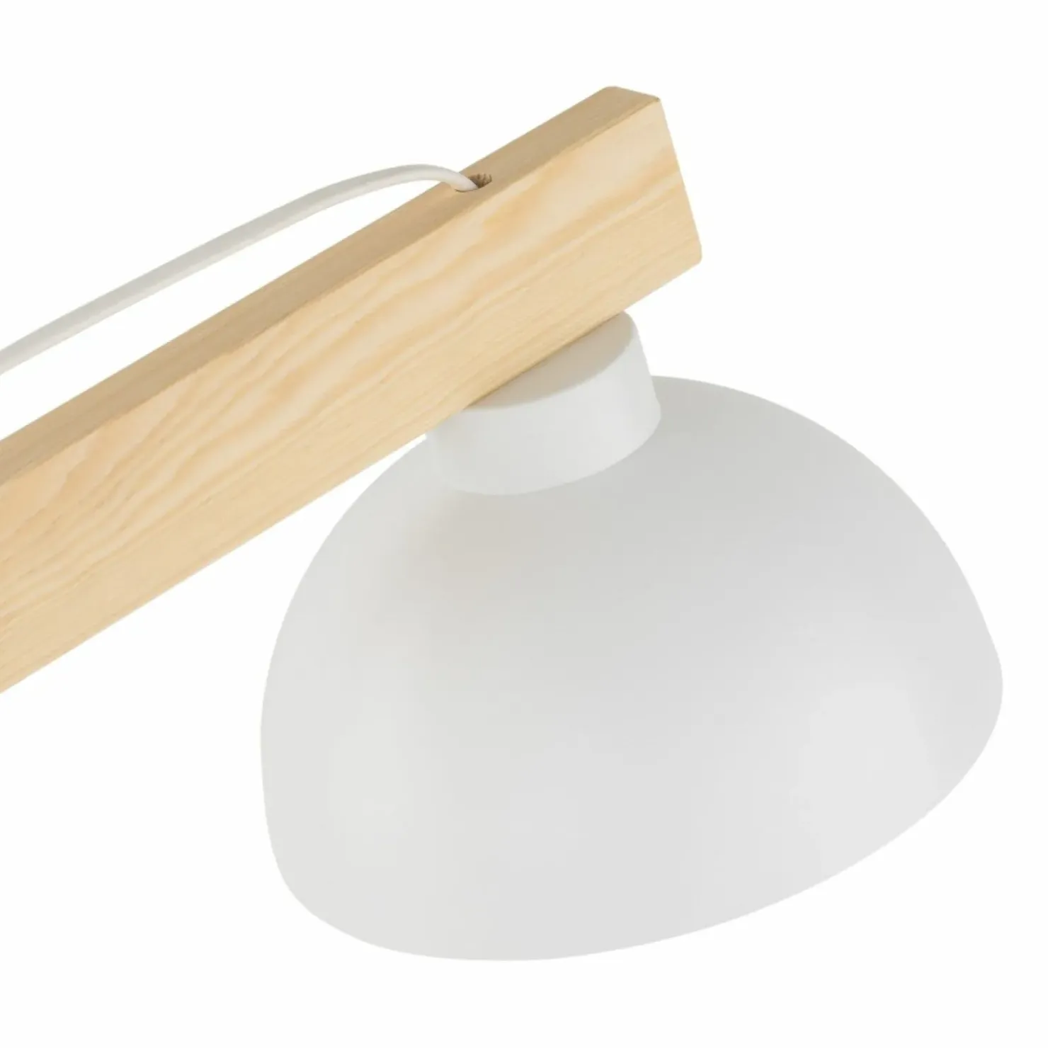 Designerska, biała lampka biurkowa z drewnem TK 5347 z serii OSLO*Sklep Kaja Store