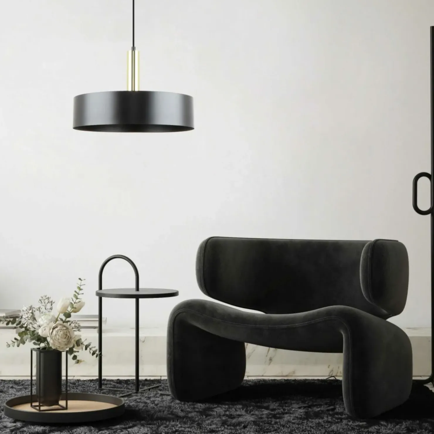 Outlet Sklep Kaja Designerska, czarno-złota lampa wisząca do salonu A8133 z serii LEO