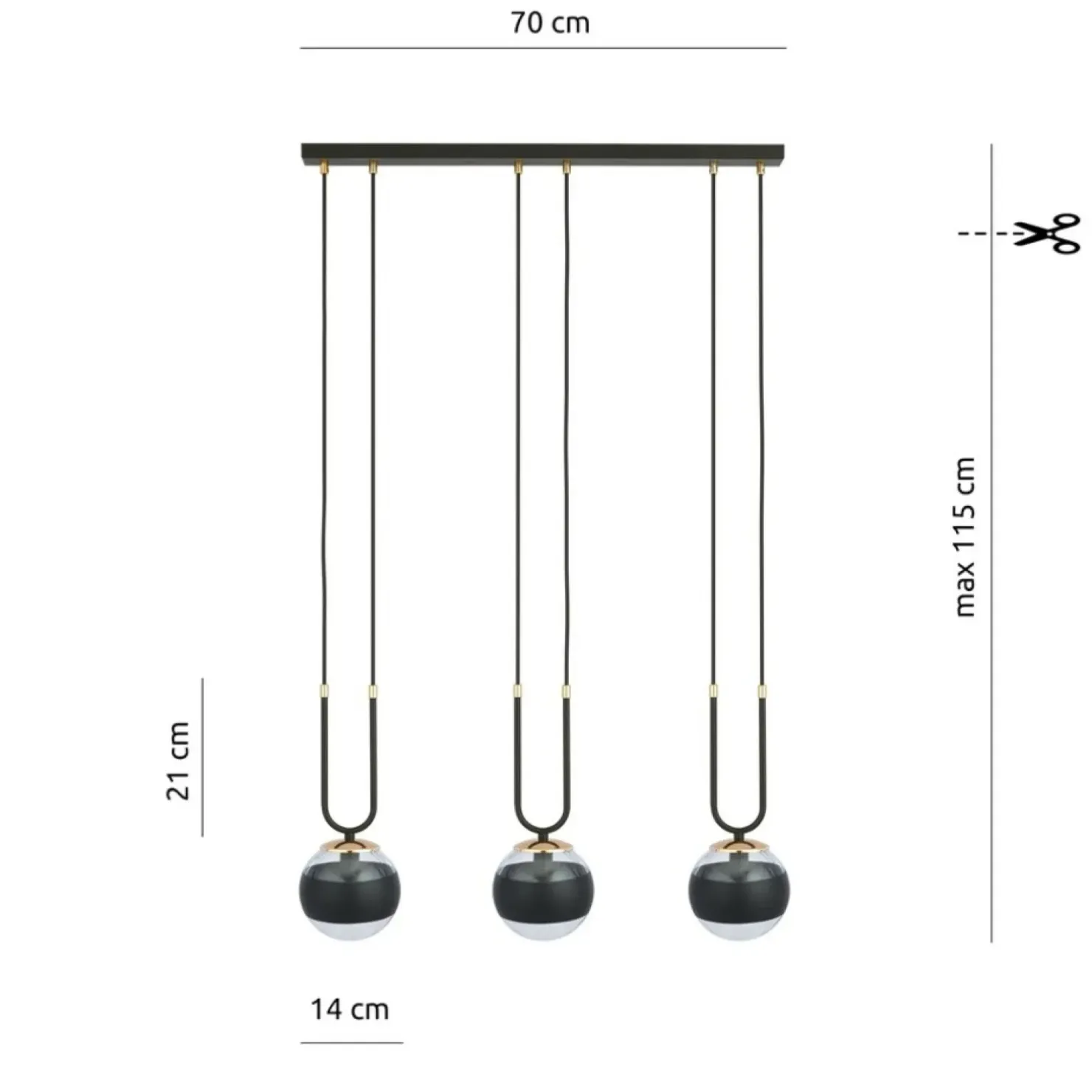 Outlet Sklep Kaja Designerska lampa wisząca do oświetlenia stołu 1113/3 GLAM | Kaja