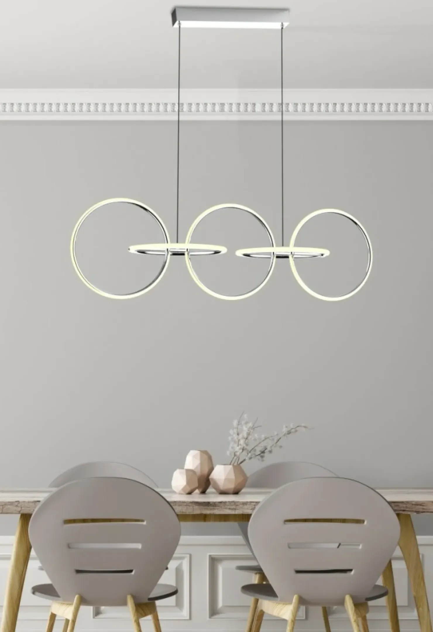 Outlet Sklep Kaja Designerska lampa wisząca LED nad stół A0022-350 KOS | Kaja chrom