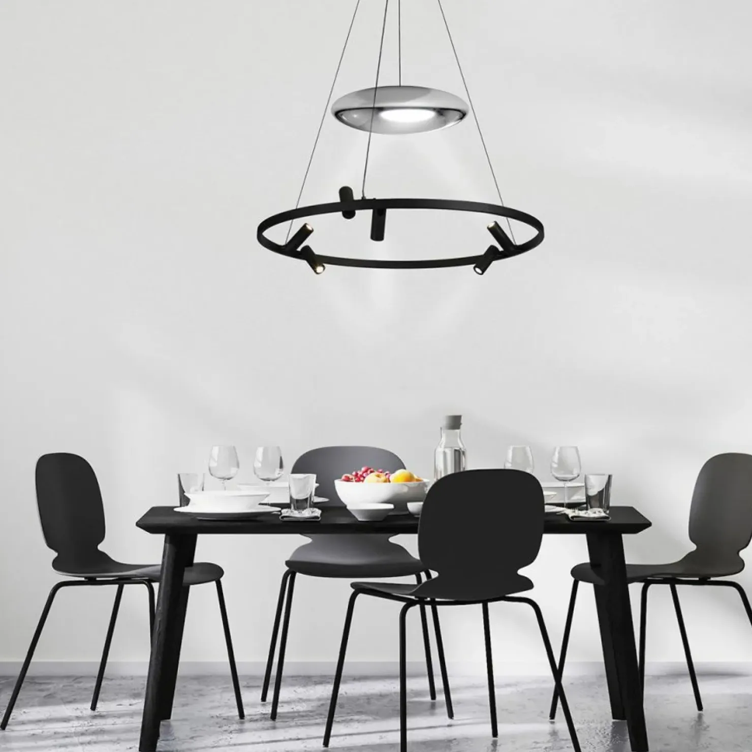 Best Sale Sklep Kaja Designerska lampa wisząca obręcz LP-907/1P BK ALMERIA | Kaja