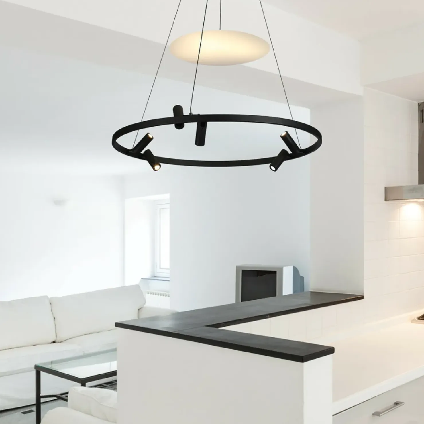 Best Sale Sklep Kaja Designerska lampa wisząca obręcz LP-907/1P BK ALMERIA | Kaja