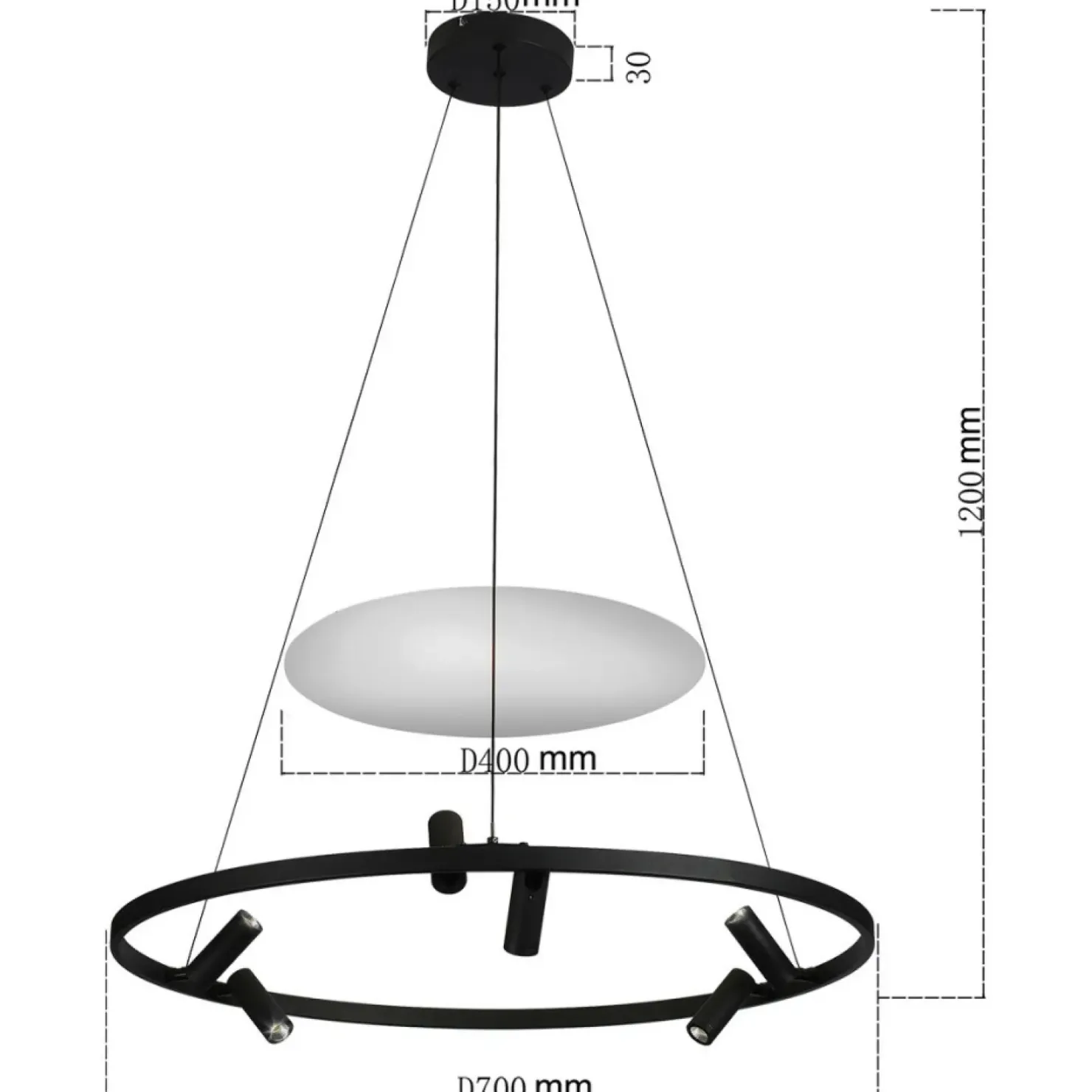 Best Sale Sklep Kaja Designerska lampa wisząca obręcz LP-907/1P BK ALMERIA | Kaja