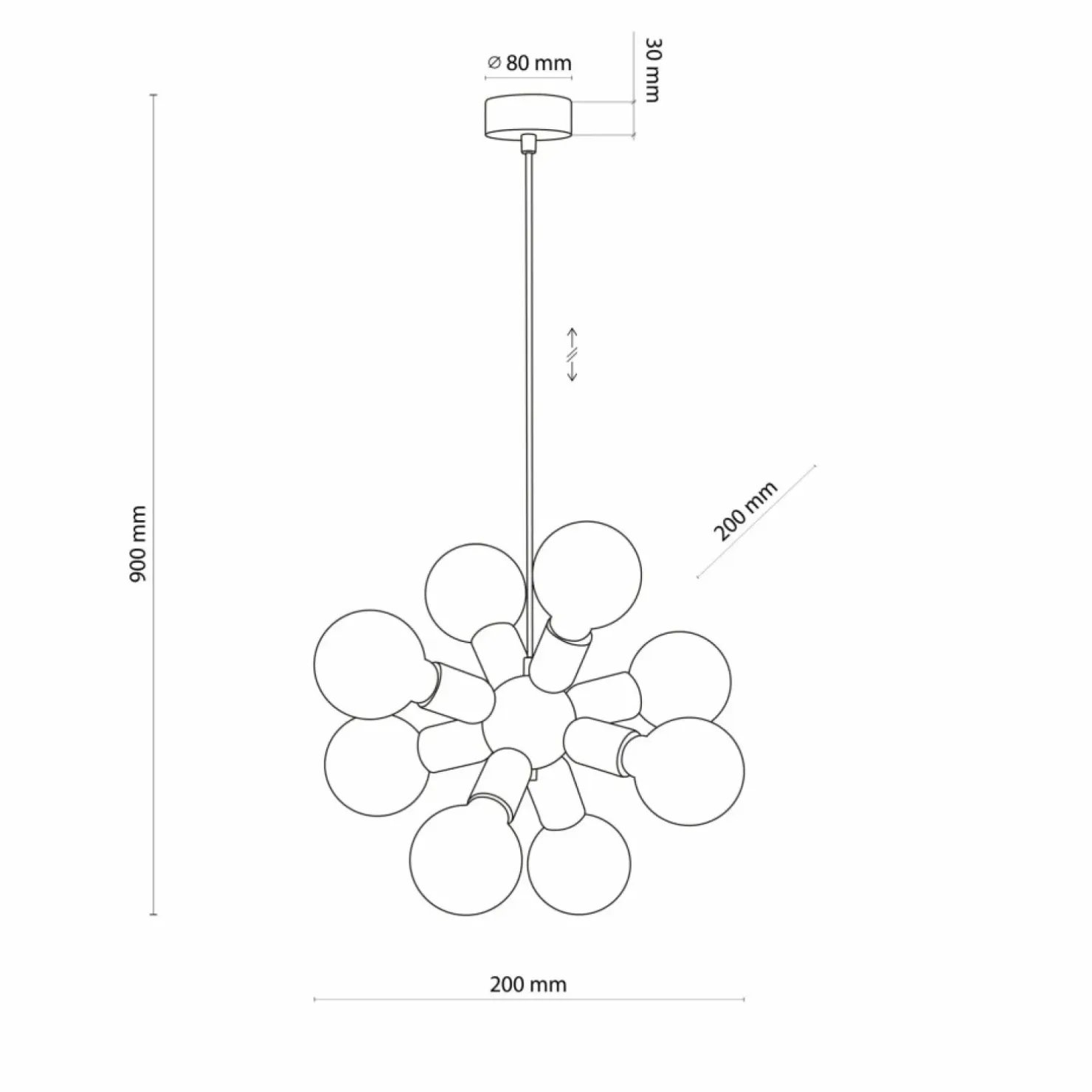 Store Sklep Kaja Designerska lampa wisząca na ozdobne żarówki TK 4835 z serii RUBIO czarny