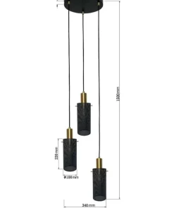 Flash Sale Sklep Kaja Designerska, metalowa lampa wisząca LP-945/3P BK TIRANA | Kaja