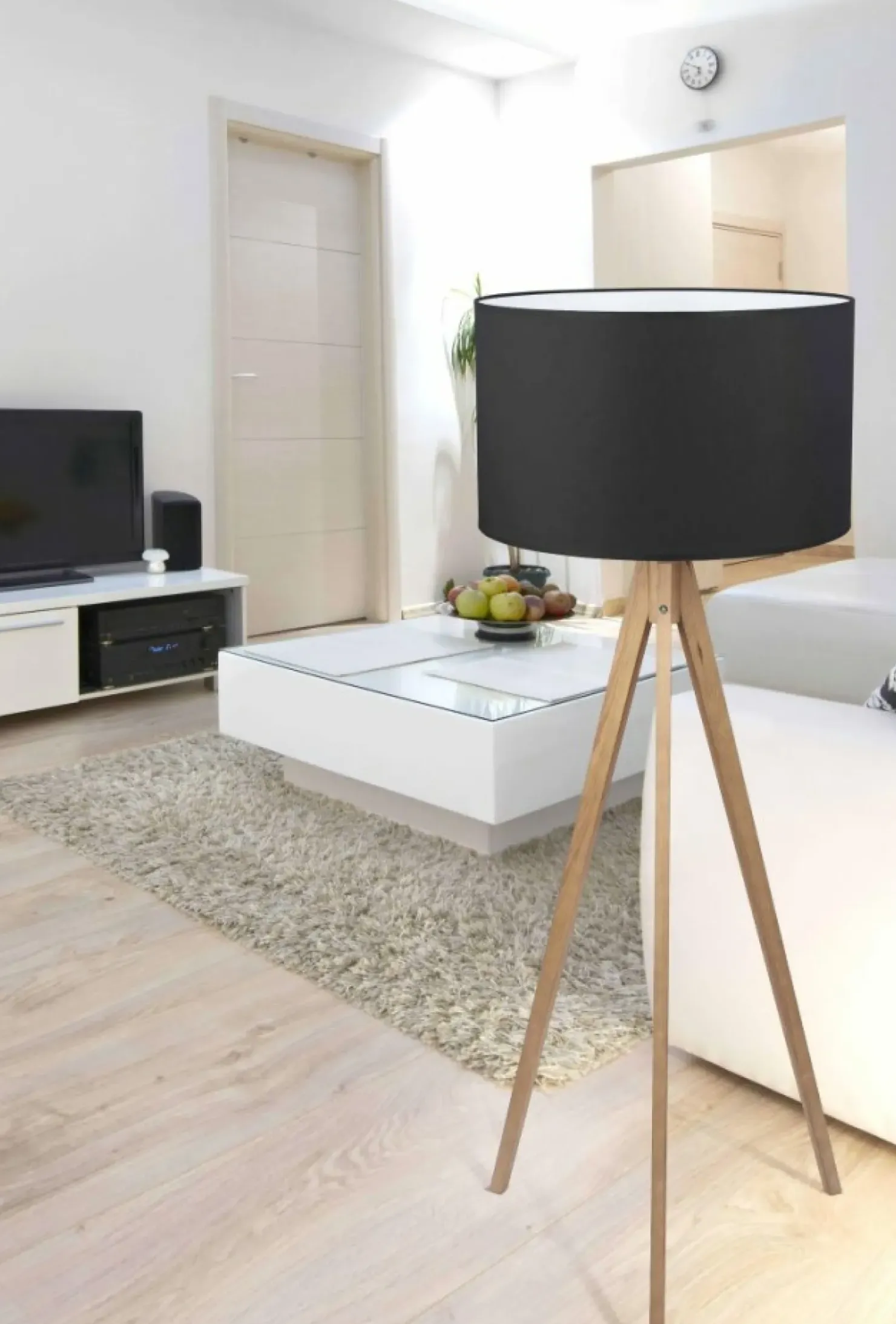 Drewniana lampa podłogowa z abażurem TK 5039 TREVISO | Kaja*Sklep Kaja Clearance