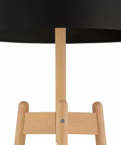 Drewniana lampa podłogowa z czarnym abażurem TK 5425 z serii PEREZ*Sklep Kaja Clearance