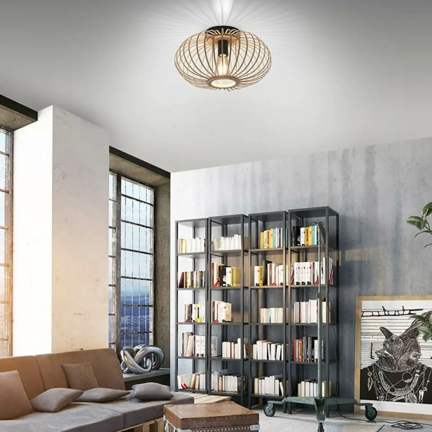 Flash Sale Sklep Kaja Drewniana lampa sufitowa w stylu EKO 11410-79 z serii RACOON | Kaja drewno