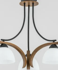 Drewniana lampa sufitowa z 3 mlecznymi kloszami AL 26123 | Kaja*Sklep Kaja Cheap