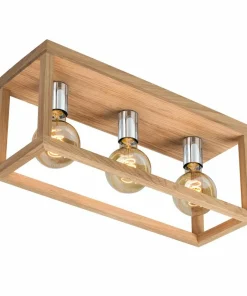Sale Sklep Kaja Drewniana lampa sufitowa z chromowanymi oprawkami 9158374 KAGO | Kaja
