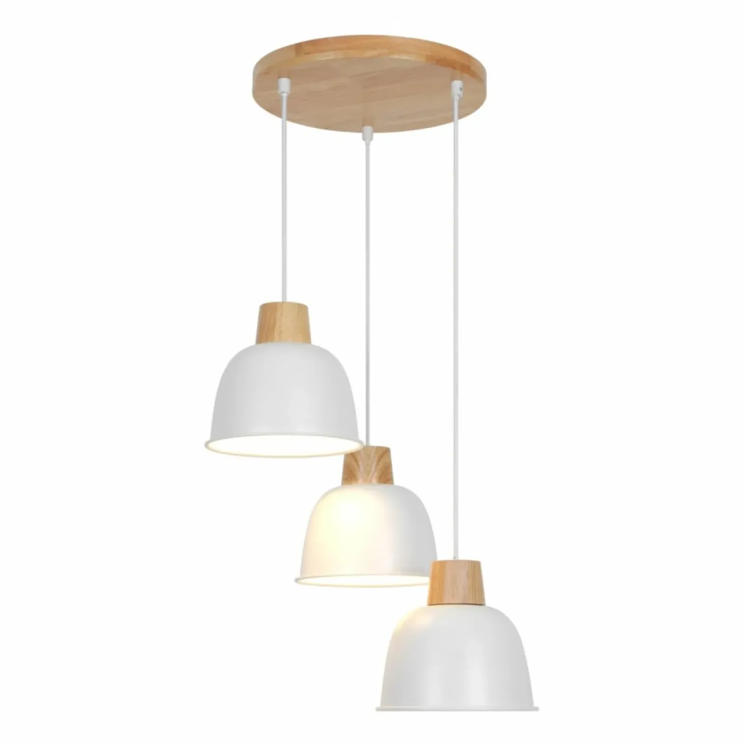 Best Sale Sklep Kaja Drewniana lampa sufitowa z białymi zwisami P21031M-3RORLO | Kaja