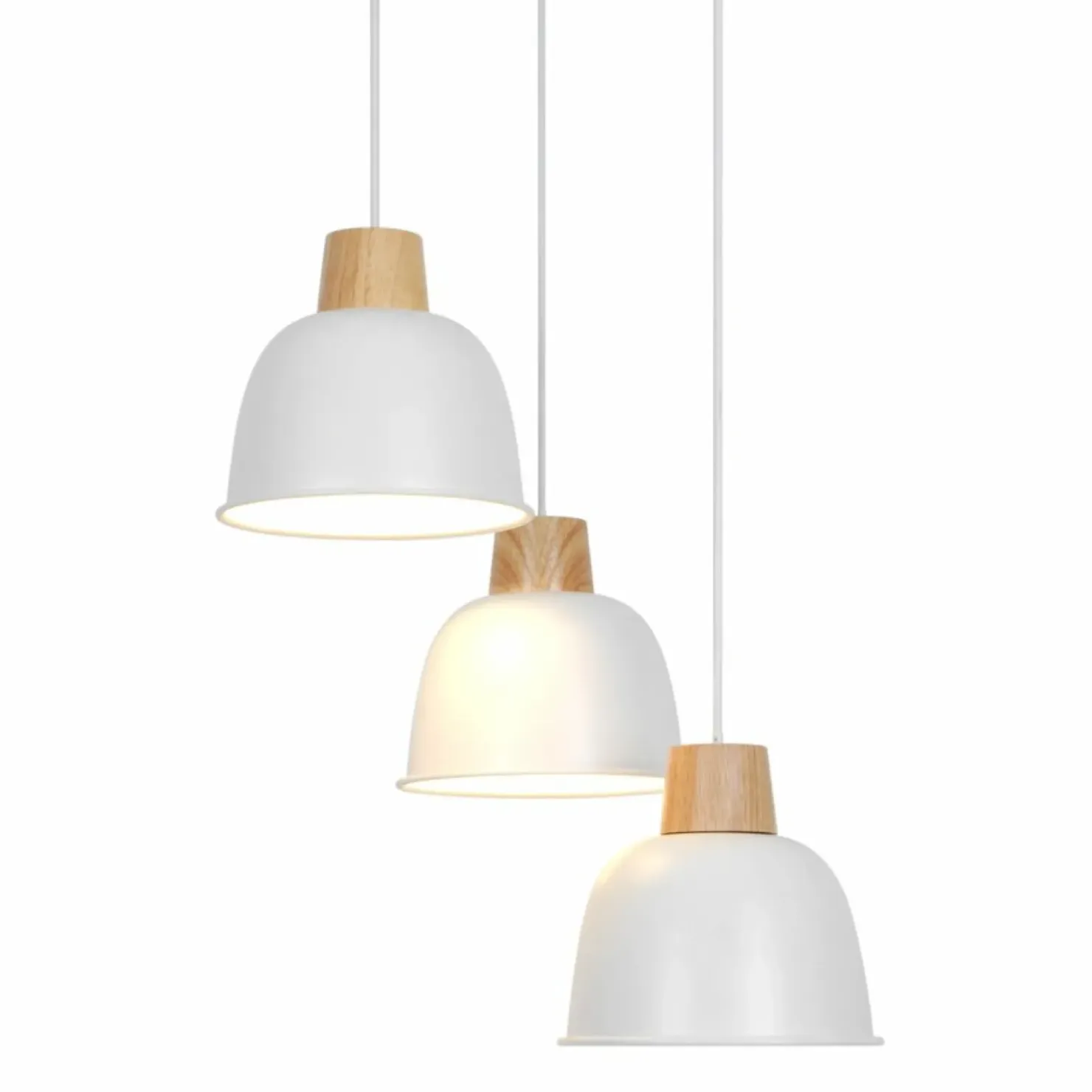 Best Sale Sklep Kaja Drewniana lampa sufitowa z białymi zwisami P21031M-3RORLO | Kaja
